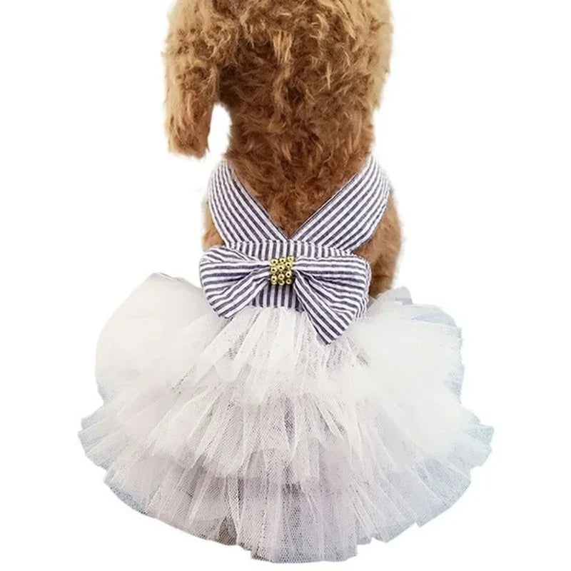 Vestido Elegante para Perros con Lazo – Ropa Primavera/Verano para Mascotas, Falda de Princesa para Boda o Fiesta