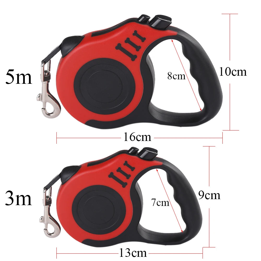 Correa Retráctil Automática para Perros y Gatos 3m/5m – Correa de Nylon Duradera para Paseos, Viajes y Senderismo