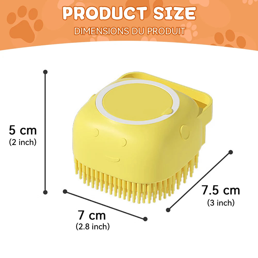 Cepillo de Baño para Mascotas con Dispensador de Champú – Cepillo de Silicona Suave para Perros y Gatos