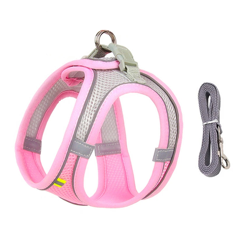 Arnés con Correa para Perros Pequeños y Gatos | Chaleco Ajustable Reflectante | Set Arnés + Correa para Chihuahua, Pug y Bulldog Francés