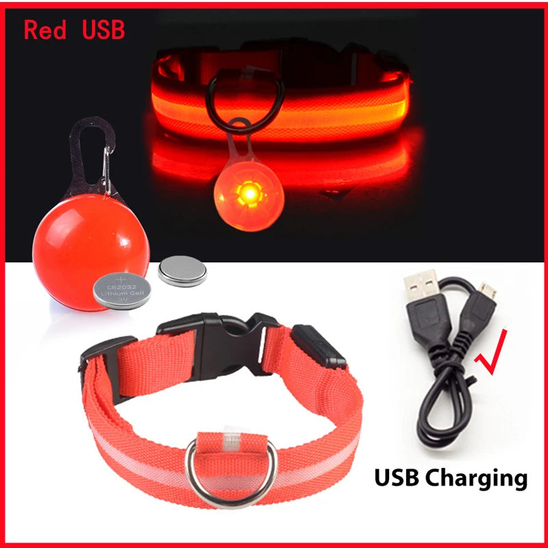 Collar Luminoso LED para Perros y Gatos | Reflectante, Ajustable y Seguro para la Noche
