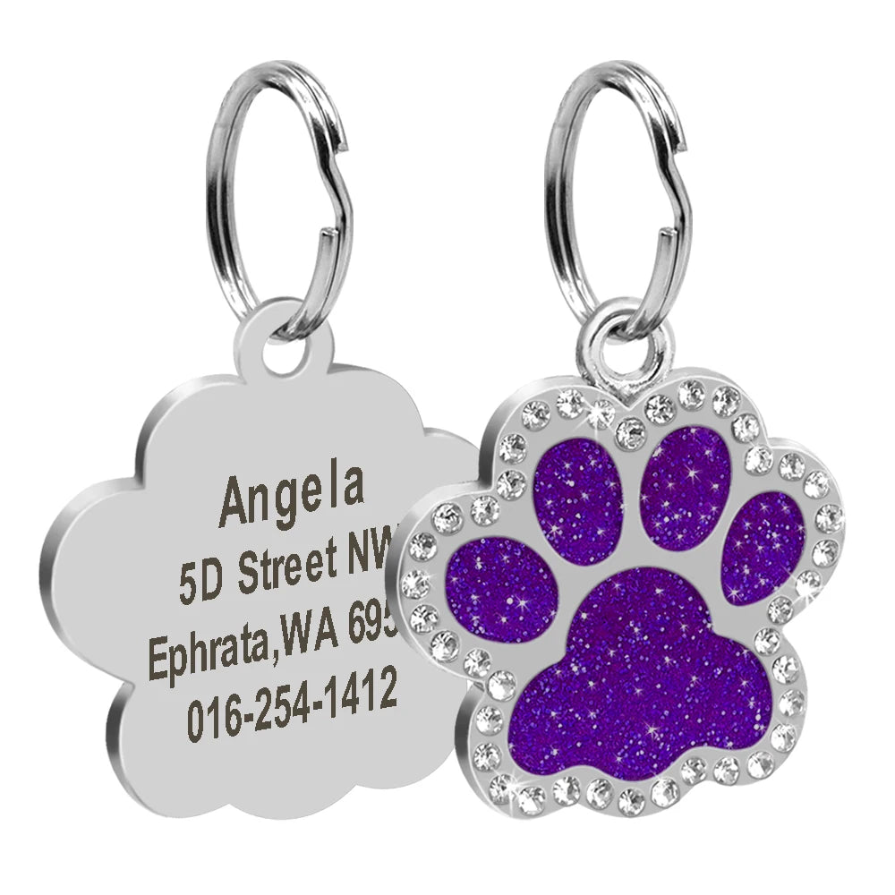 Chapa Identificadora Personalizada para Perros y Gatos con Brillantes – Grabado Gratis y Antipérdida
