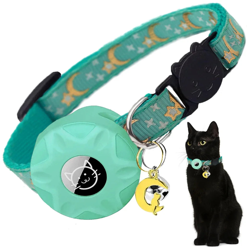Collar para Gatos con Soporte AirTag Apple | Reflectante, Ajustable y Breakaway | Collar para Gatitos y Perros Pequeños con Campanilla