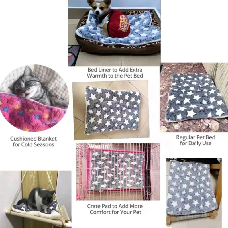 Manta de franela para perros y gatos – Cama acolchada y cálida, alfombra gruesa para mascotas pequeñas y grandes, lavable y antideslizante