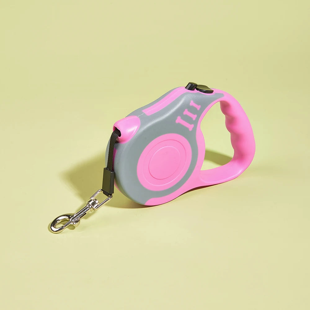 Correa Retráctil Automática para Perros y Gatos 3m/5m – Correa de Nylon Duradera para Paseos, Viajes y Senderismo