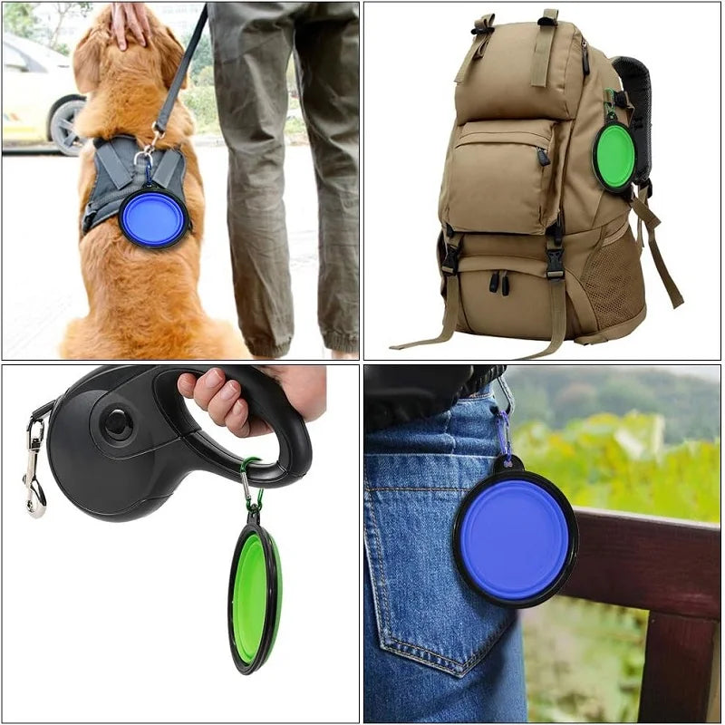 Bol Plegable de Silicona 2 en 1 para Perros y Gatos – Comedero y Bebedero Portátil para Paseos y Aventuras