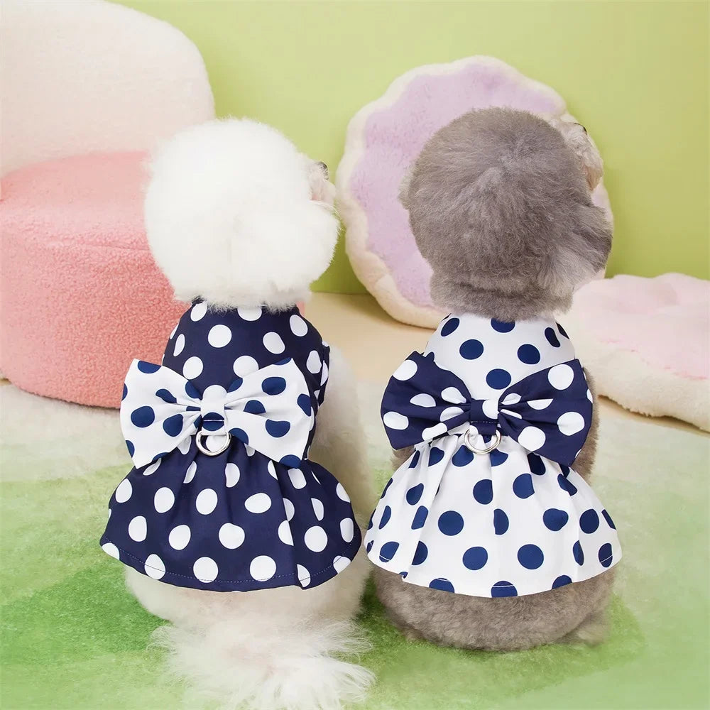Vestido para Perros Hembras con Lunares – Ropa de Mascota Elegante para Gatos y Perritos, Falda Princesa para Boda y Fiesta