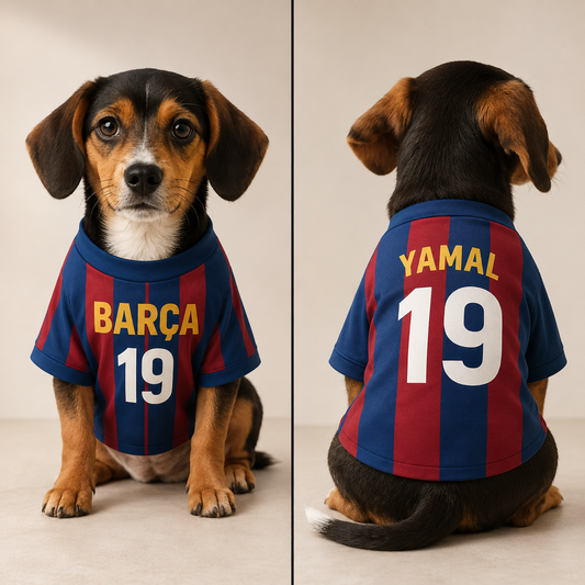 Camiseta fútbol para perros Barça estilo | Ropa transpirable mascota