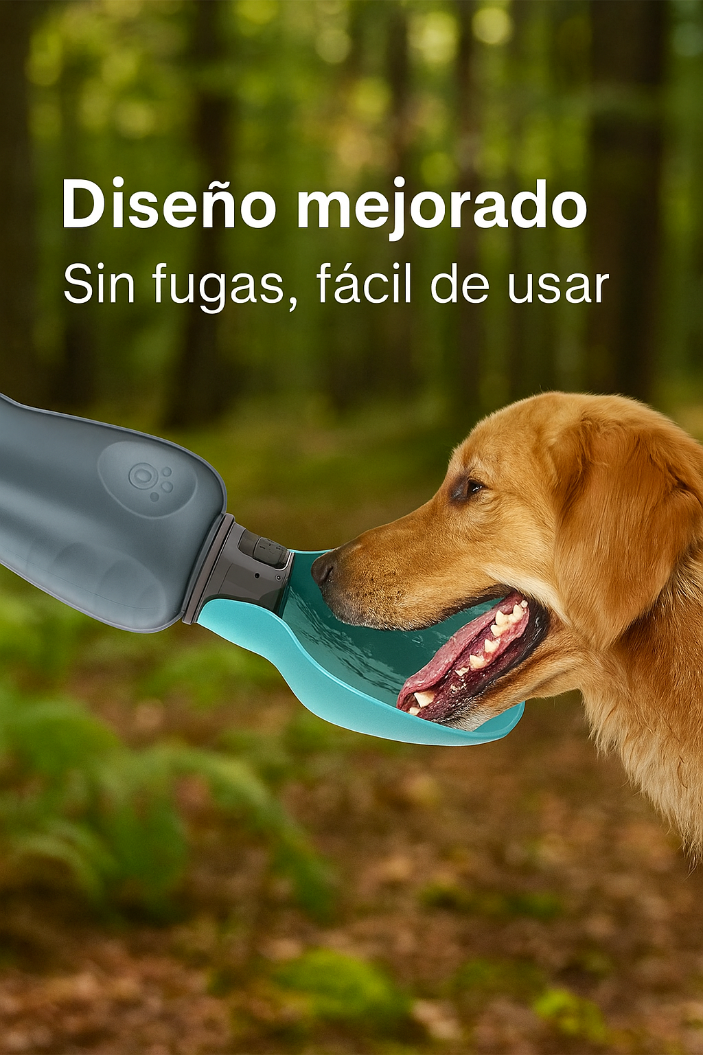 Botella de agua portátil para perros y gatos – diseño de hoja, práctica y plegable 🌿