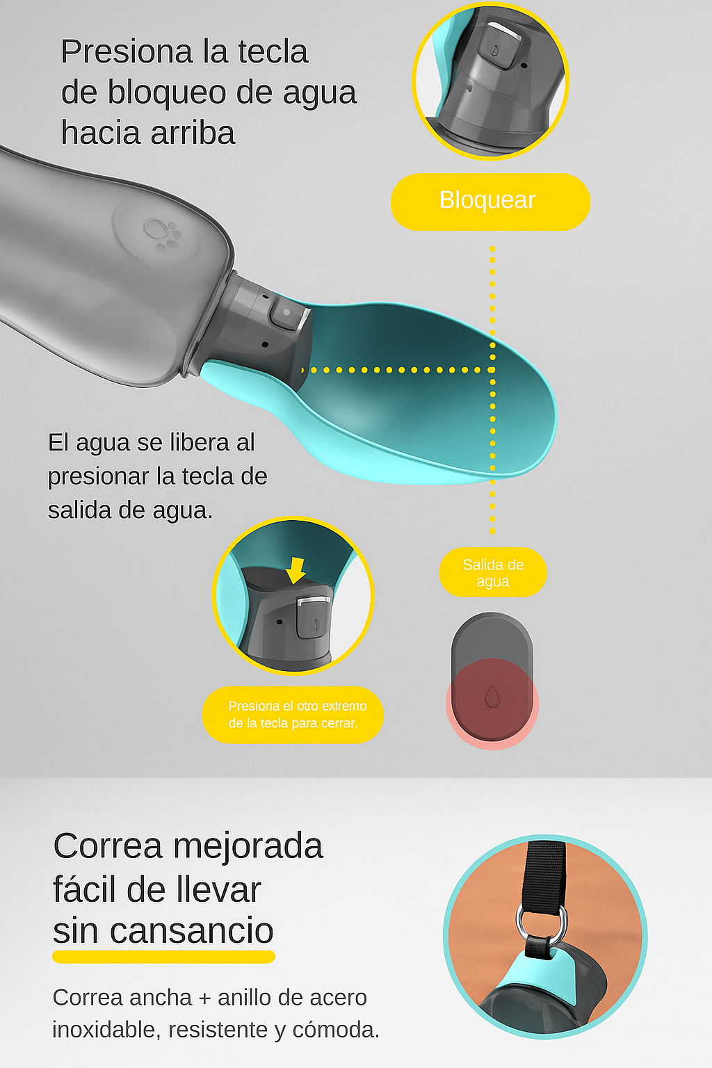 Botella de agua portátil para perros y gatos – diseño de hoja, práctica y plegable 🌿